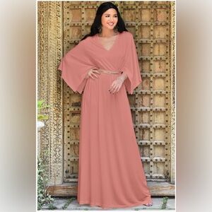 Rose Maxi Dress | Kimono Sleeve Empire Waist Gown w/ Beaded Waistband size 3X